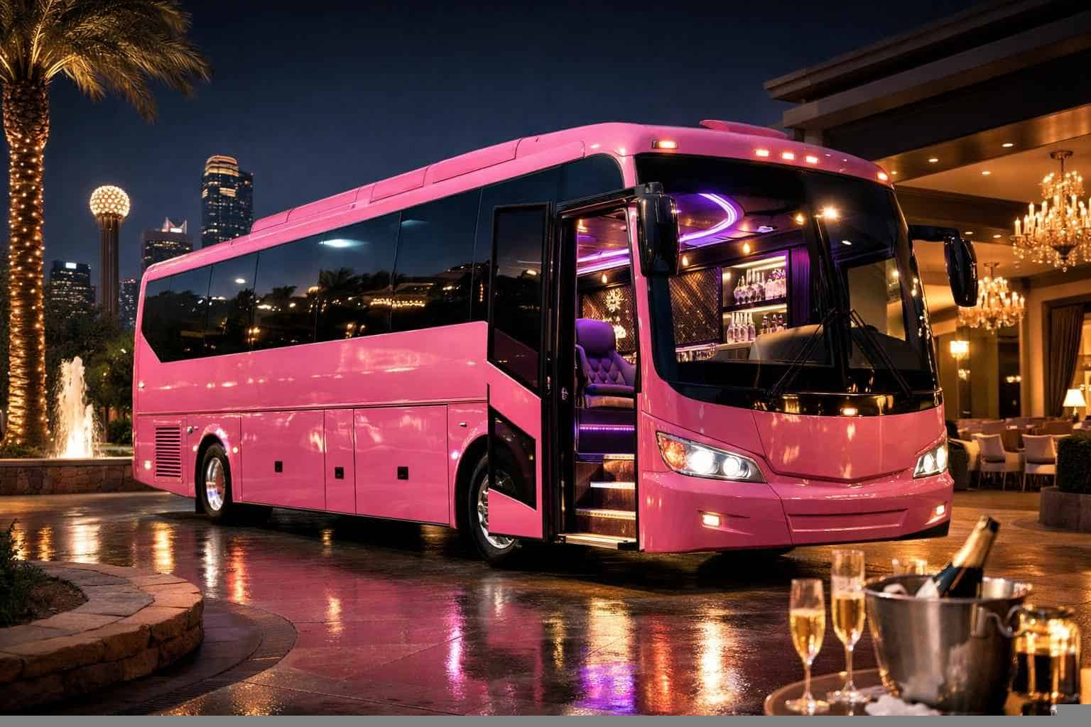 Luxury Pink Party Bus Rental in Garland Texas