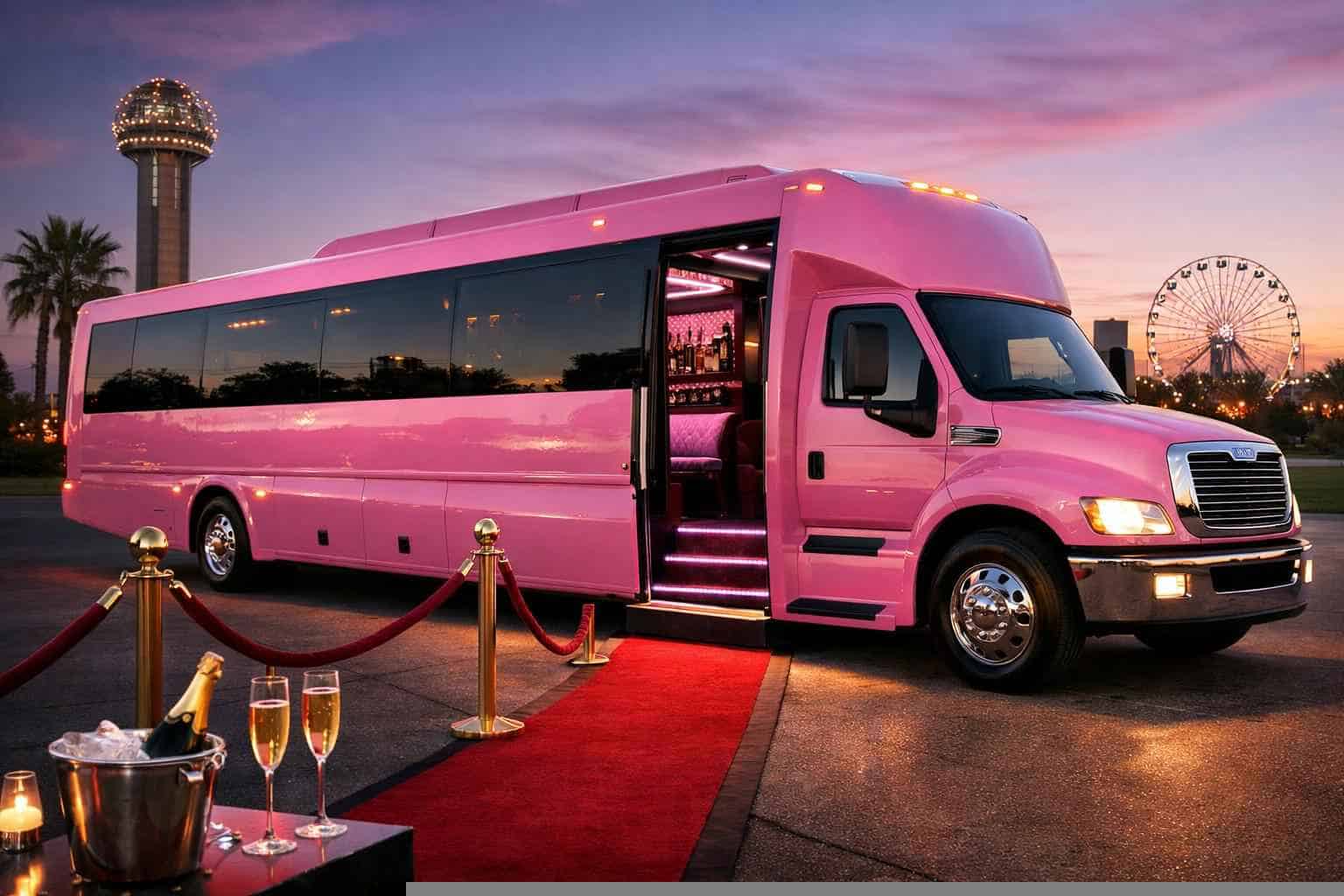 Luxury Pink Party Bus Rental in Mesquite Texas