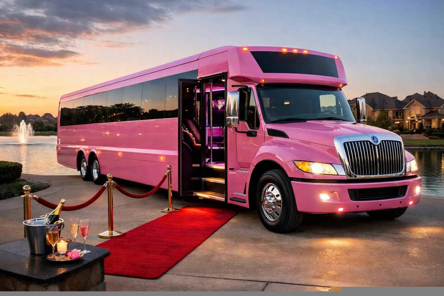 Luxury Pink Party Bus Rental in Rowlett Texas