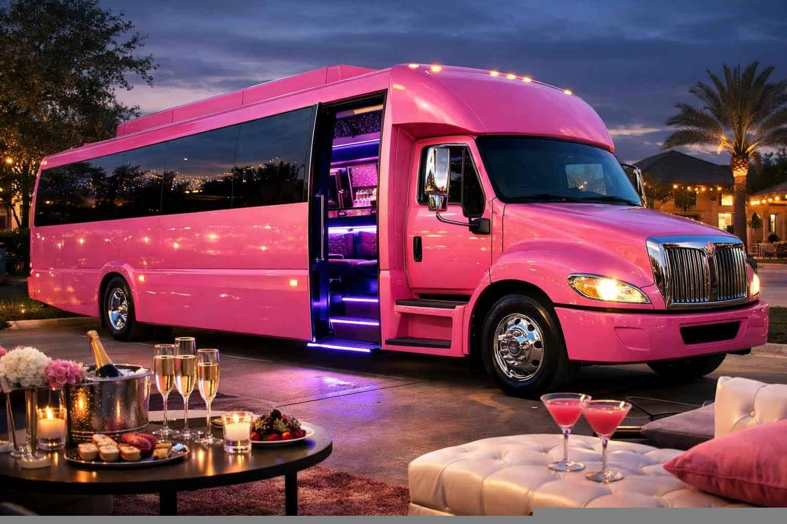 Luxury Pink Party Bus Rental in Sachse Texas
