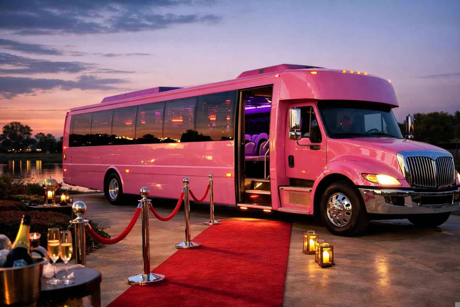 Luxury Pink Party Bus Rental in Wylie Texas