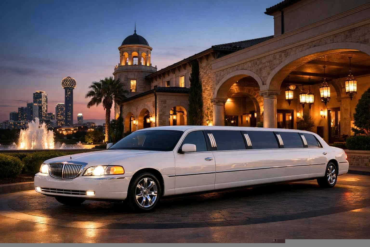 Luxury White Limo Rental in Garland Texas