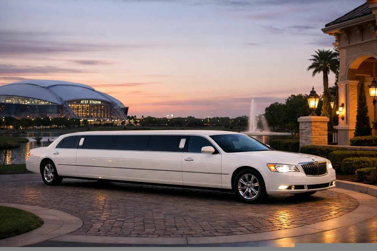 Luxury White Limo Rental in Grand Prairie Texas