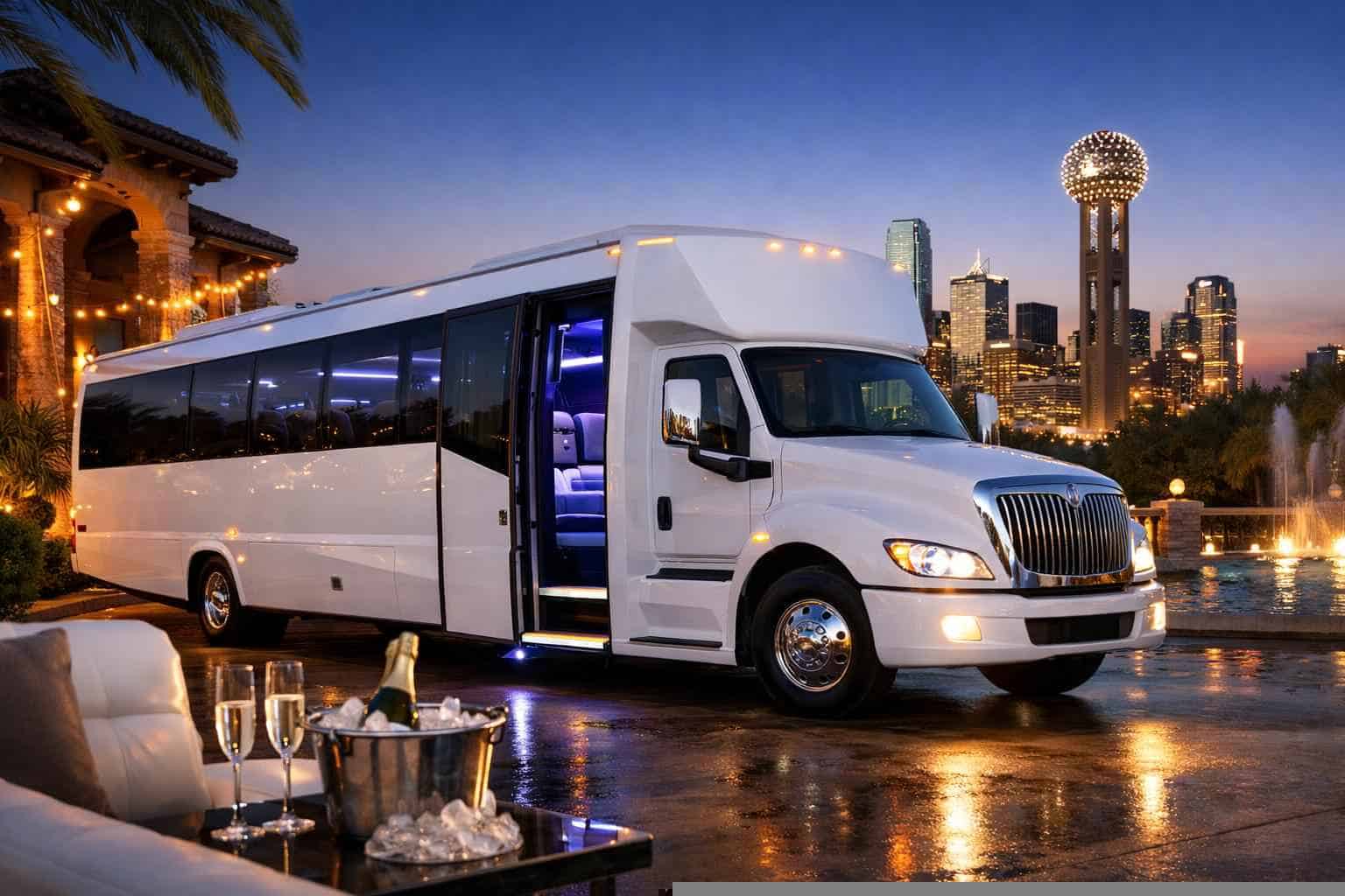 Luxury White Party Bus Rental In Balch Springs Texas