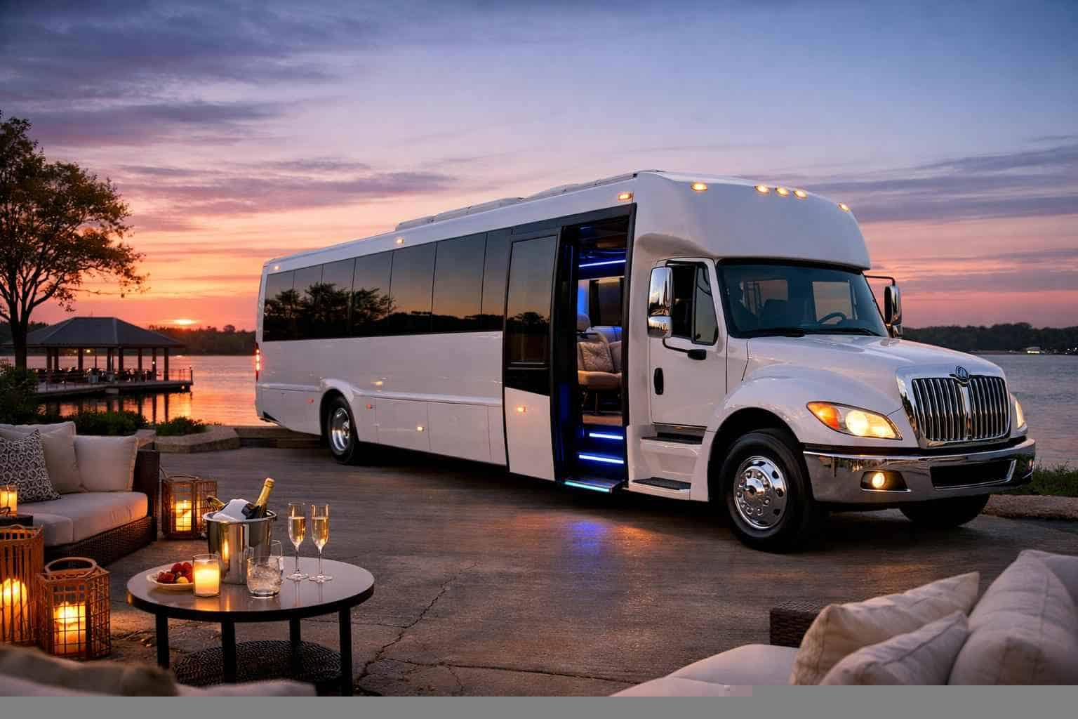 Luxury White Party Bus Rental In Wylie Texas