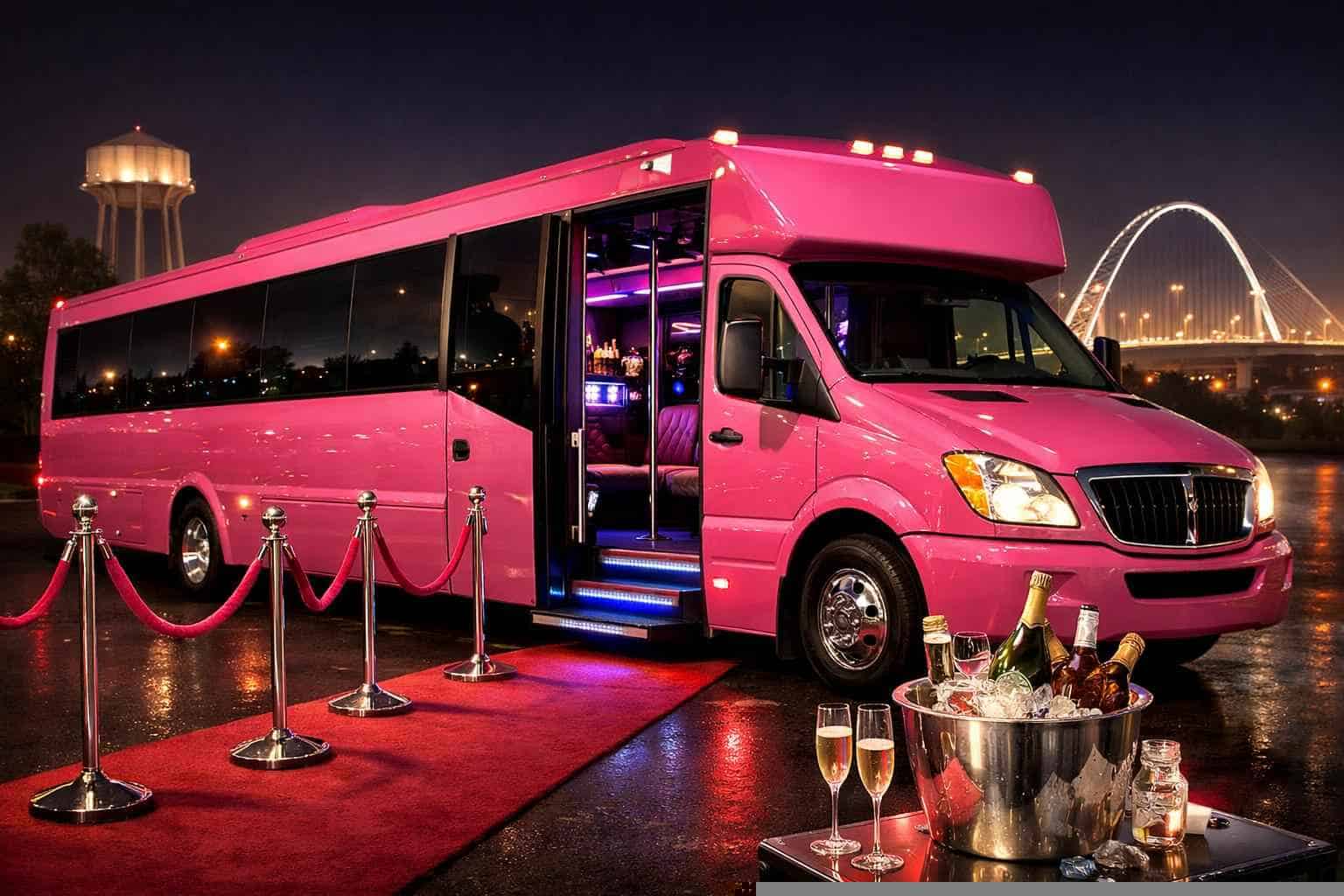 Mesquite Texas Pink Party Bus Rental
