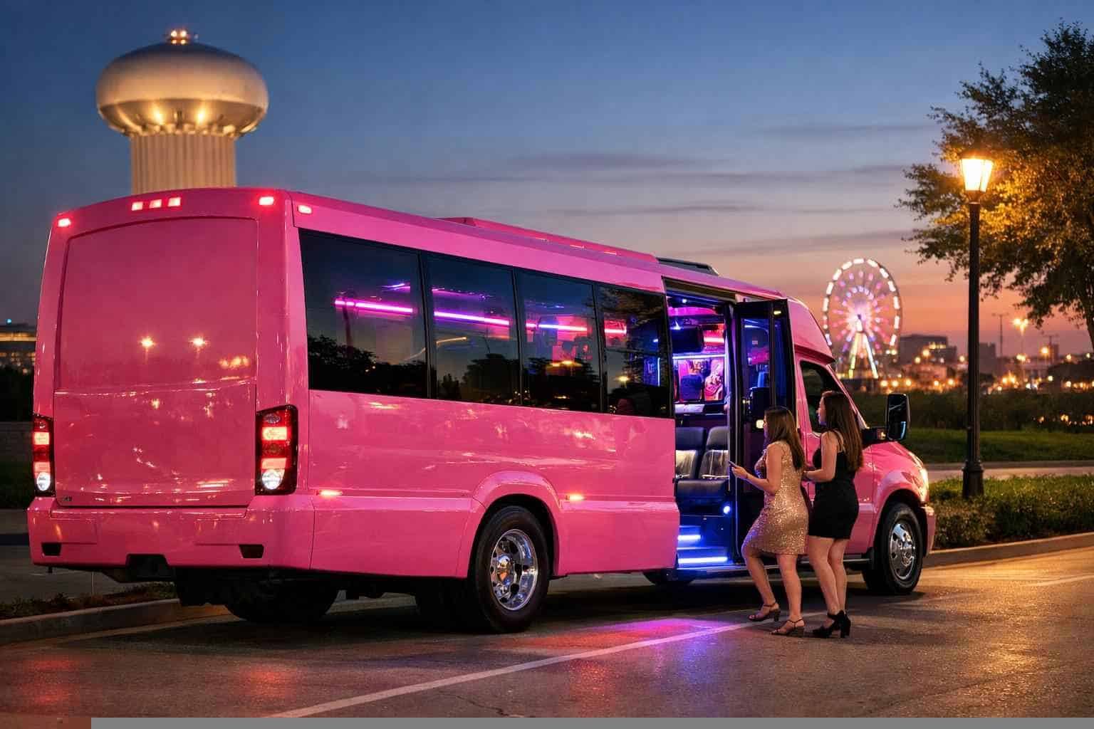 Pink Party Bus Rental Near Me Garland TX