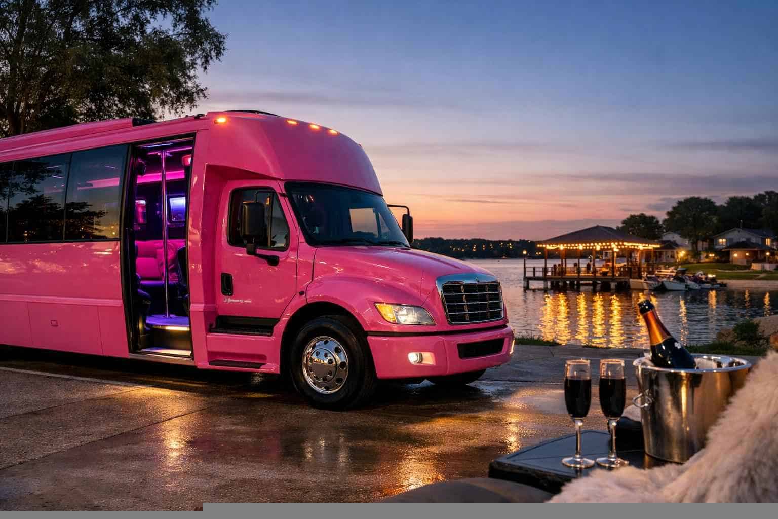 Pink Party Bus Rental Near Me Little Elm TX