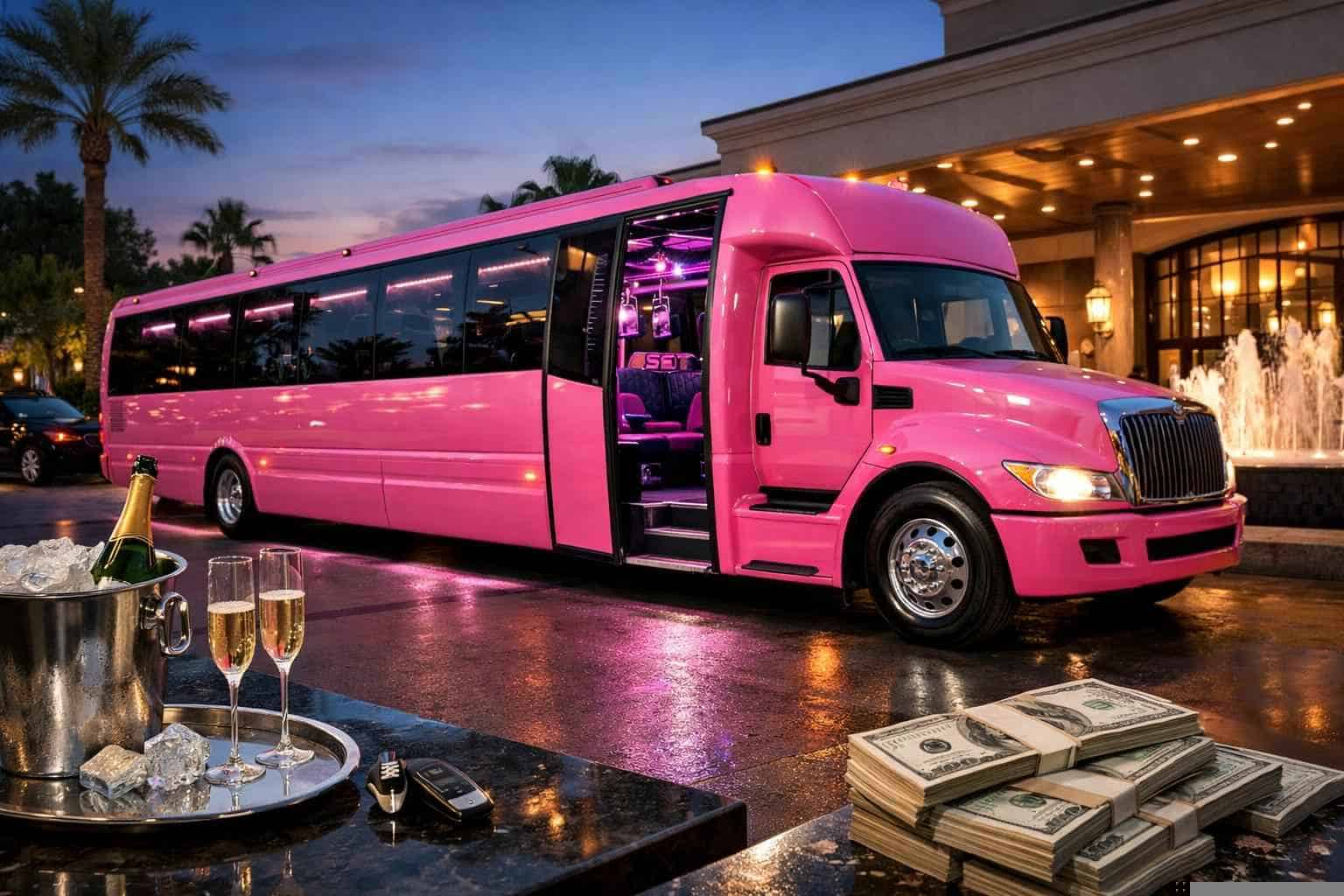 Pink Party Bus Rental Prices in Desoto TX