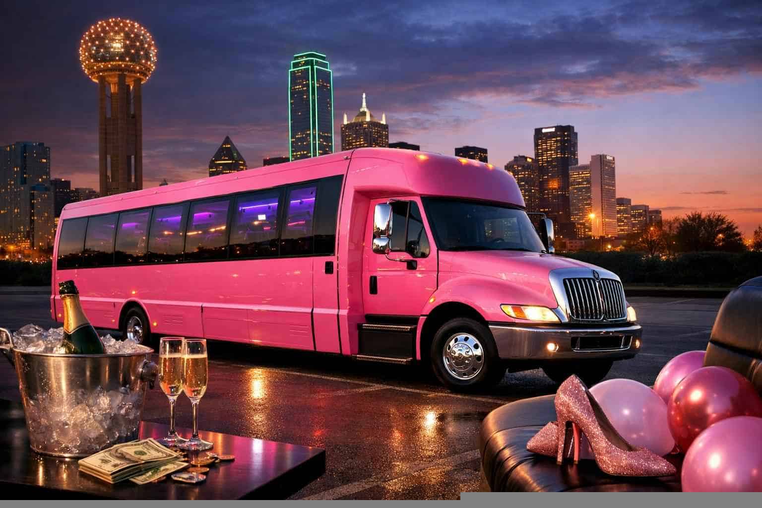 Pink Party Bus Rental Prices in Garland TX