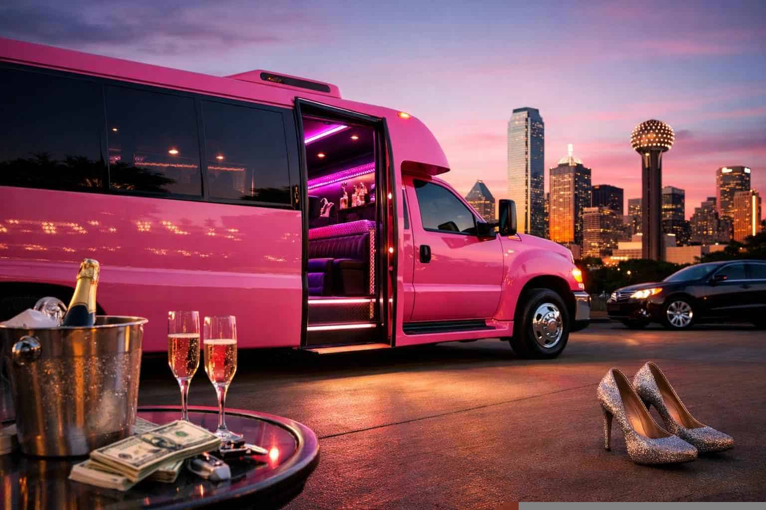 Pink Party Bus Rental Prices in Lancaster TX