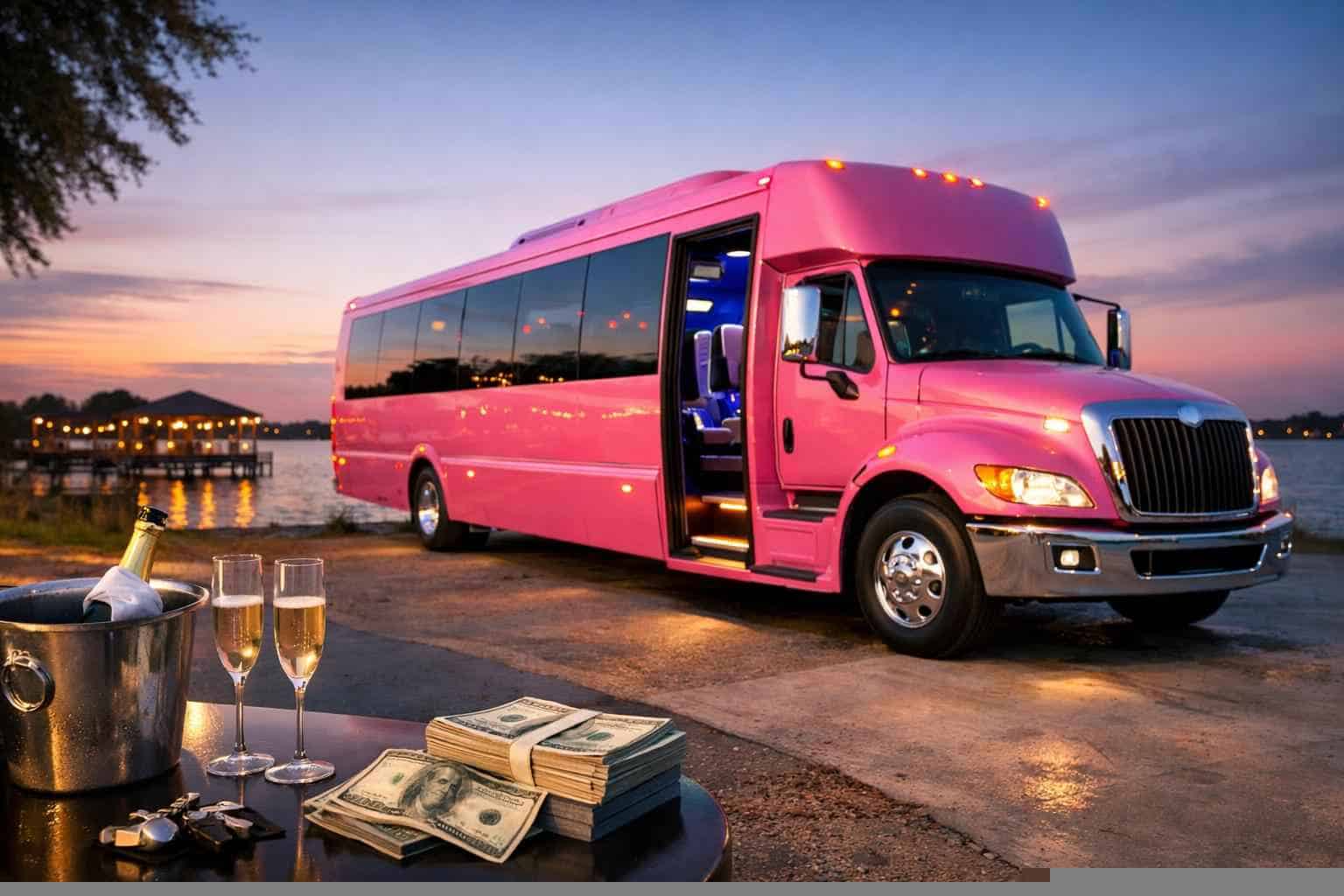 Pink Party Bus Rental Prices in Little Elm TX