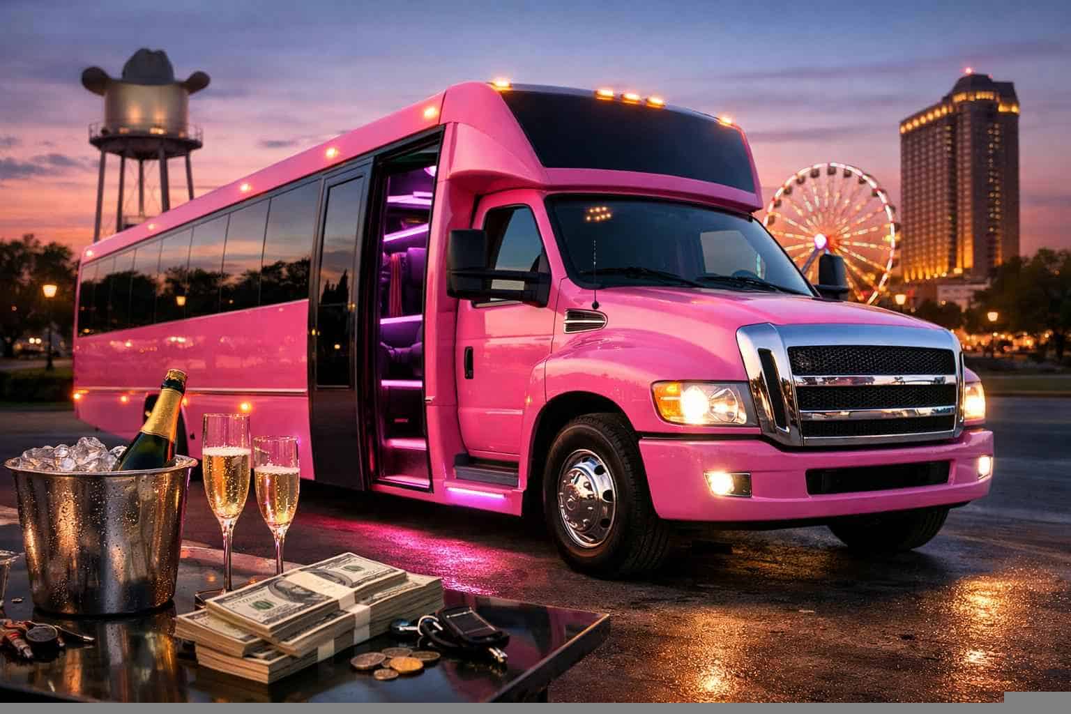 Pink Party Bus Rental Prices in Mesquite TX