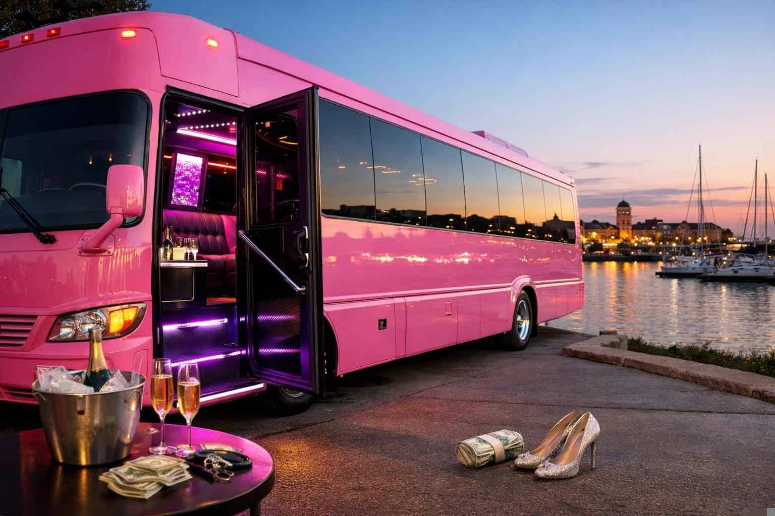 Pink Party Bus Rental Prices in Rockwall TX