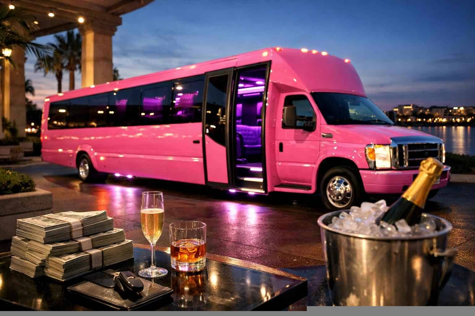 Pink Party Bus Rental Prices in Rowlett TX