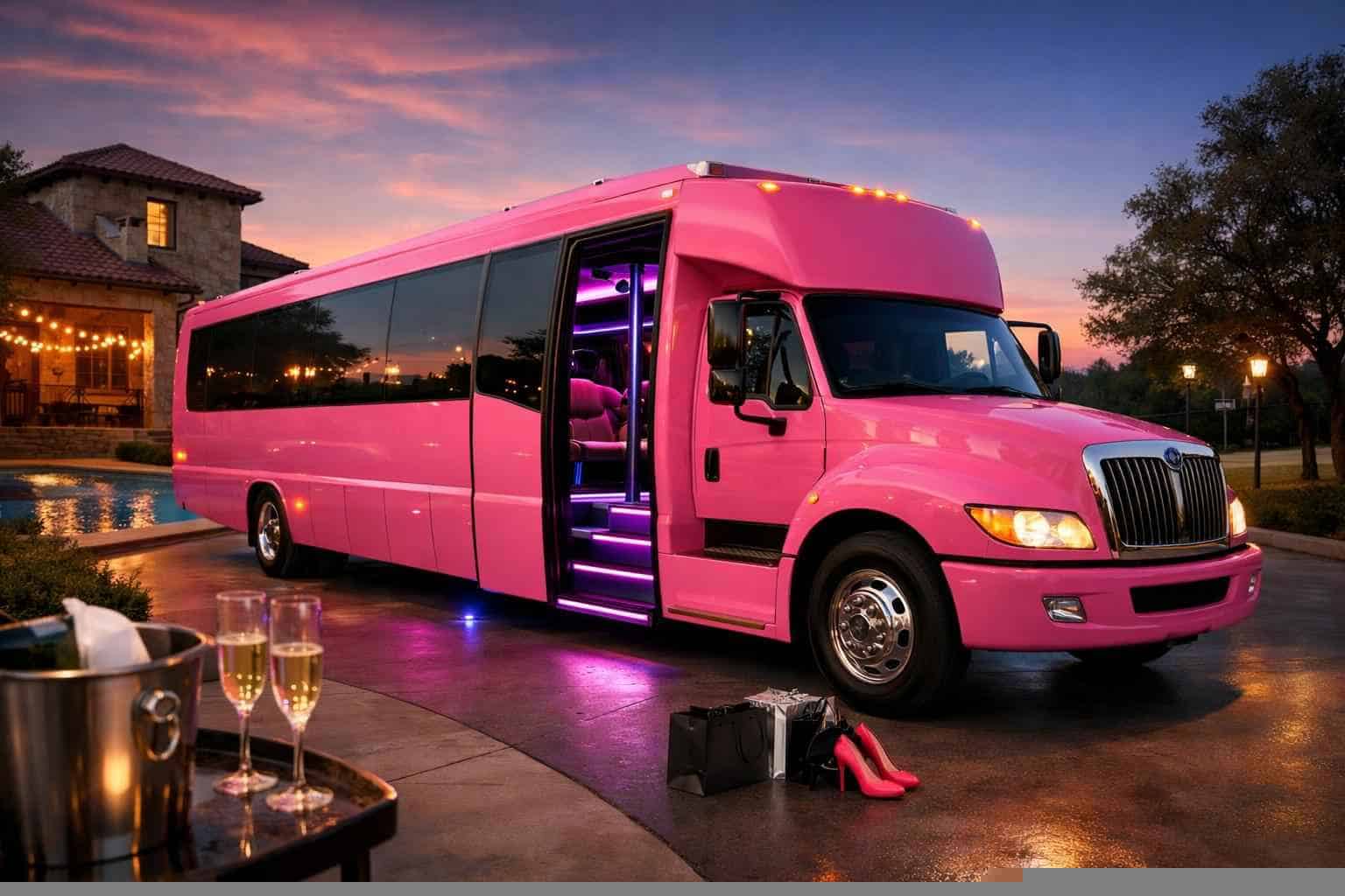Pink Party Bus Rental Services in DeSoto Texas