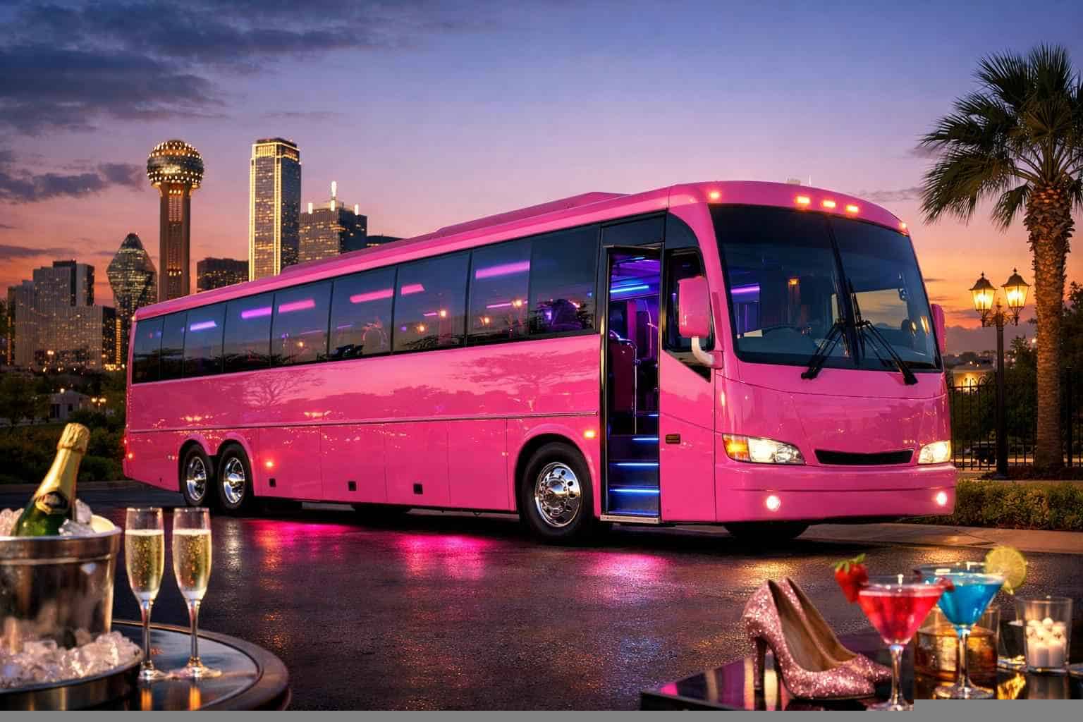 Pink Party Bus Rental Services in Lancaster Texas