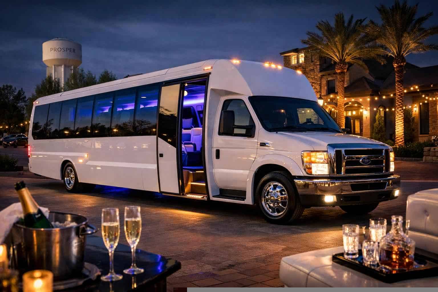 Prosper Texas White Party Bus Rental