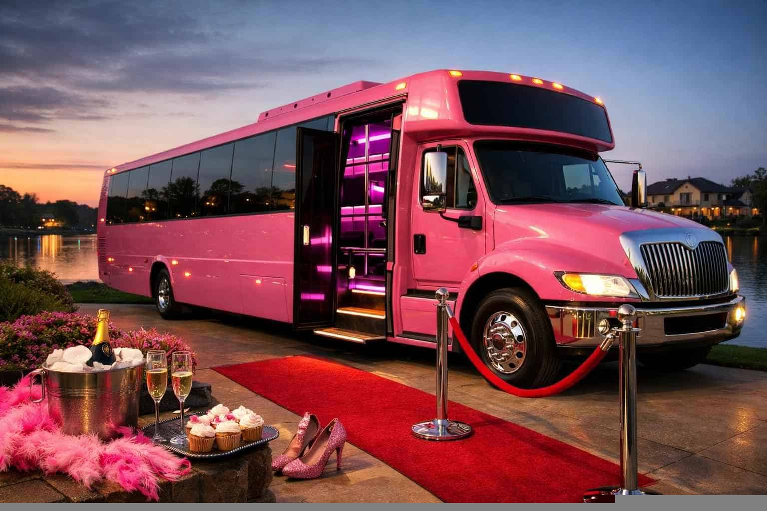 Rowlett Texas Pink Party Bus Rental