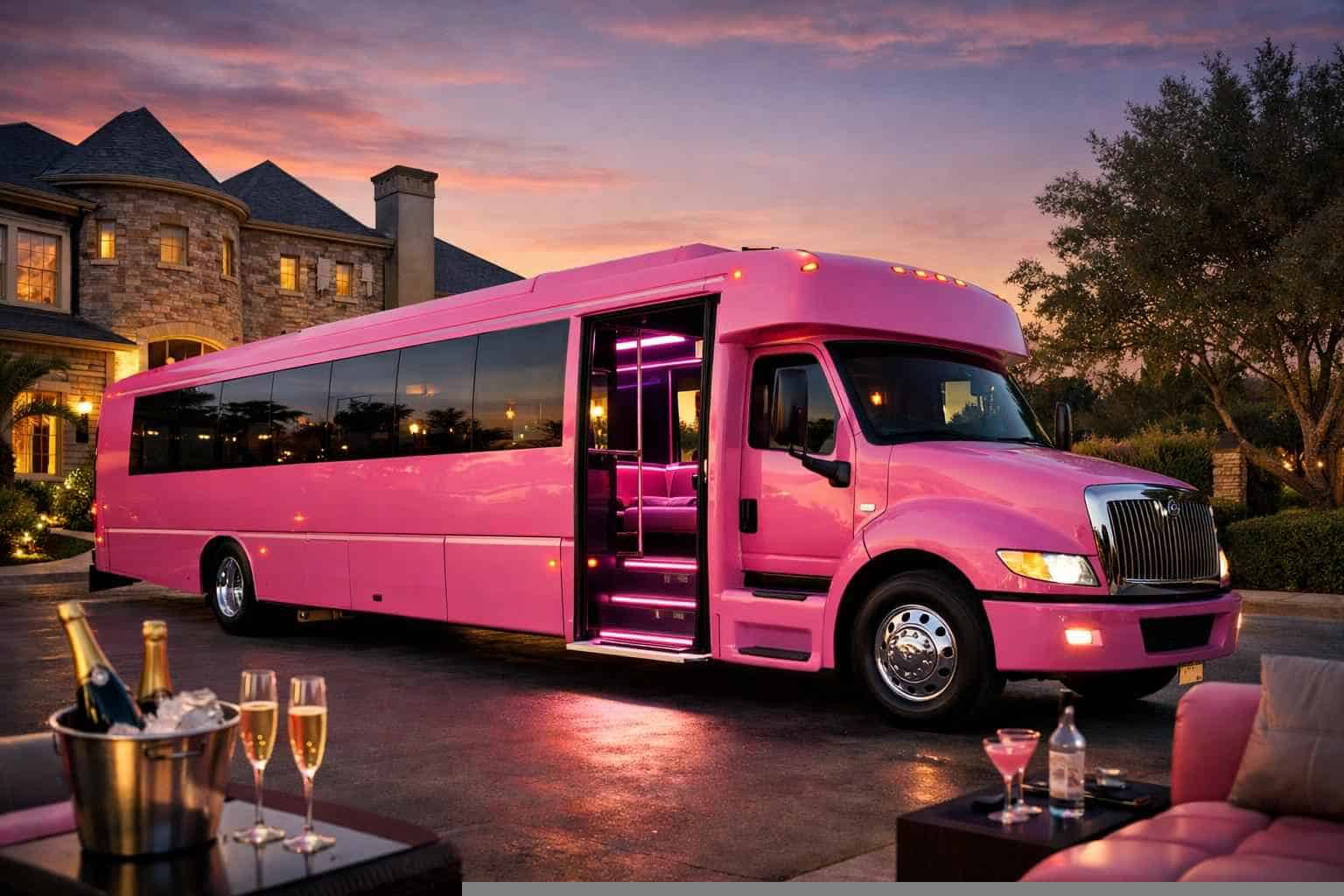 Sachse Texas Pink Party Bus Rental