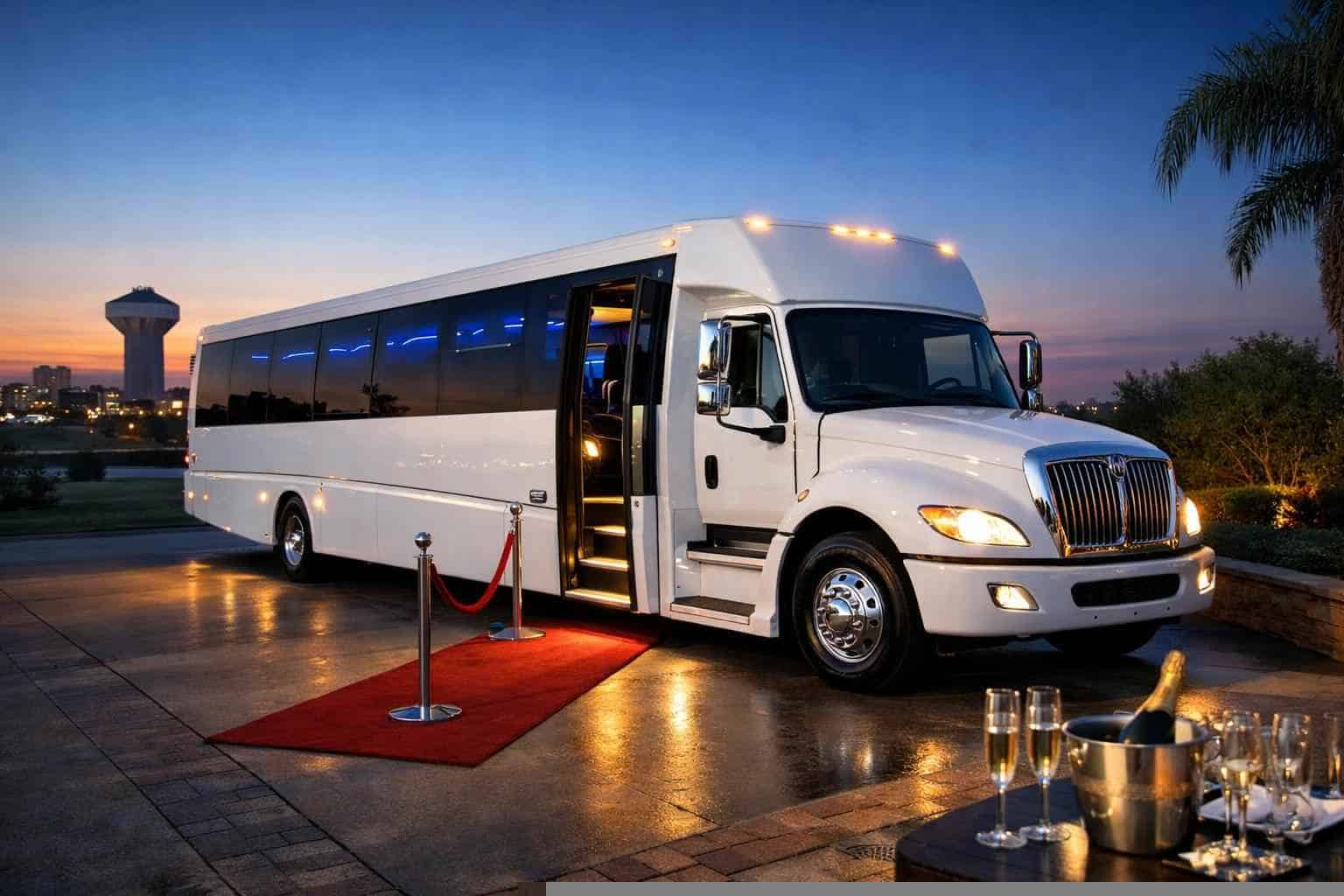 White Party Bus Rental Near Me DeSoto TX