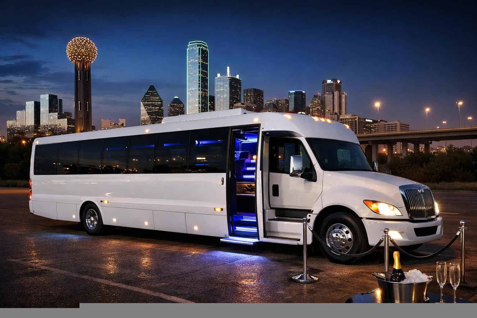 White Party Bus Rental Near Me Lancaster TX
