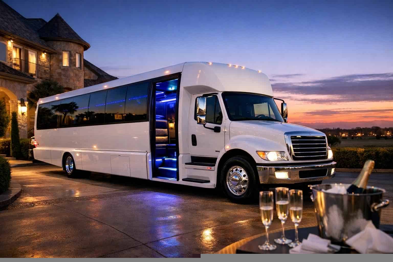 White Party Bus Rental Near Me Prosper TX