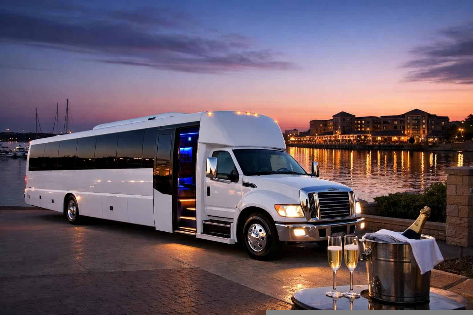 White Party Bus Rental Near Me Rockwall TX