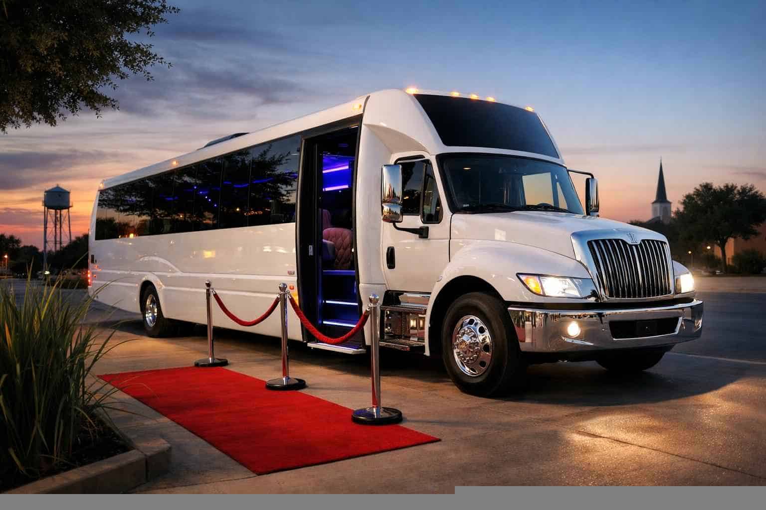 White Party Bus Rental Near Me Sachse TX
