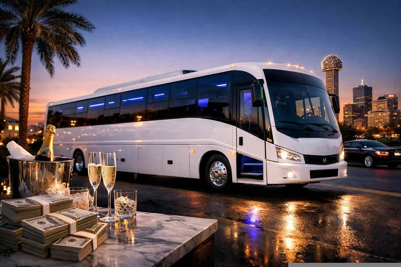 White Party Bus Rental Prices in Desoto TX