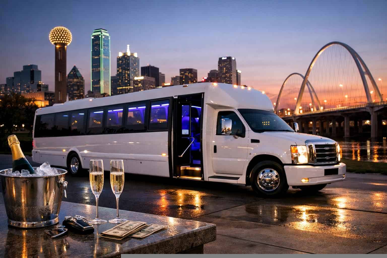 White Party Bus Rental Prices in Grand Prairie TX
