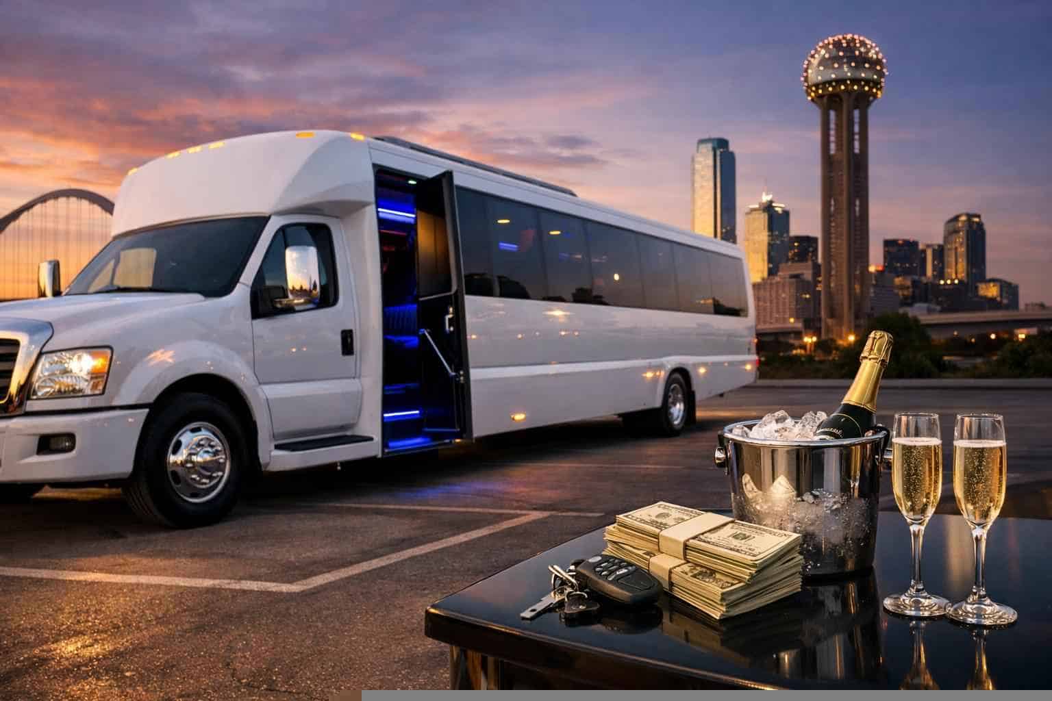 White Party Bus Rental Prices in Mesquite TX