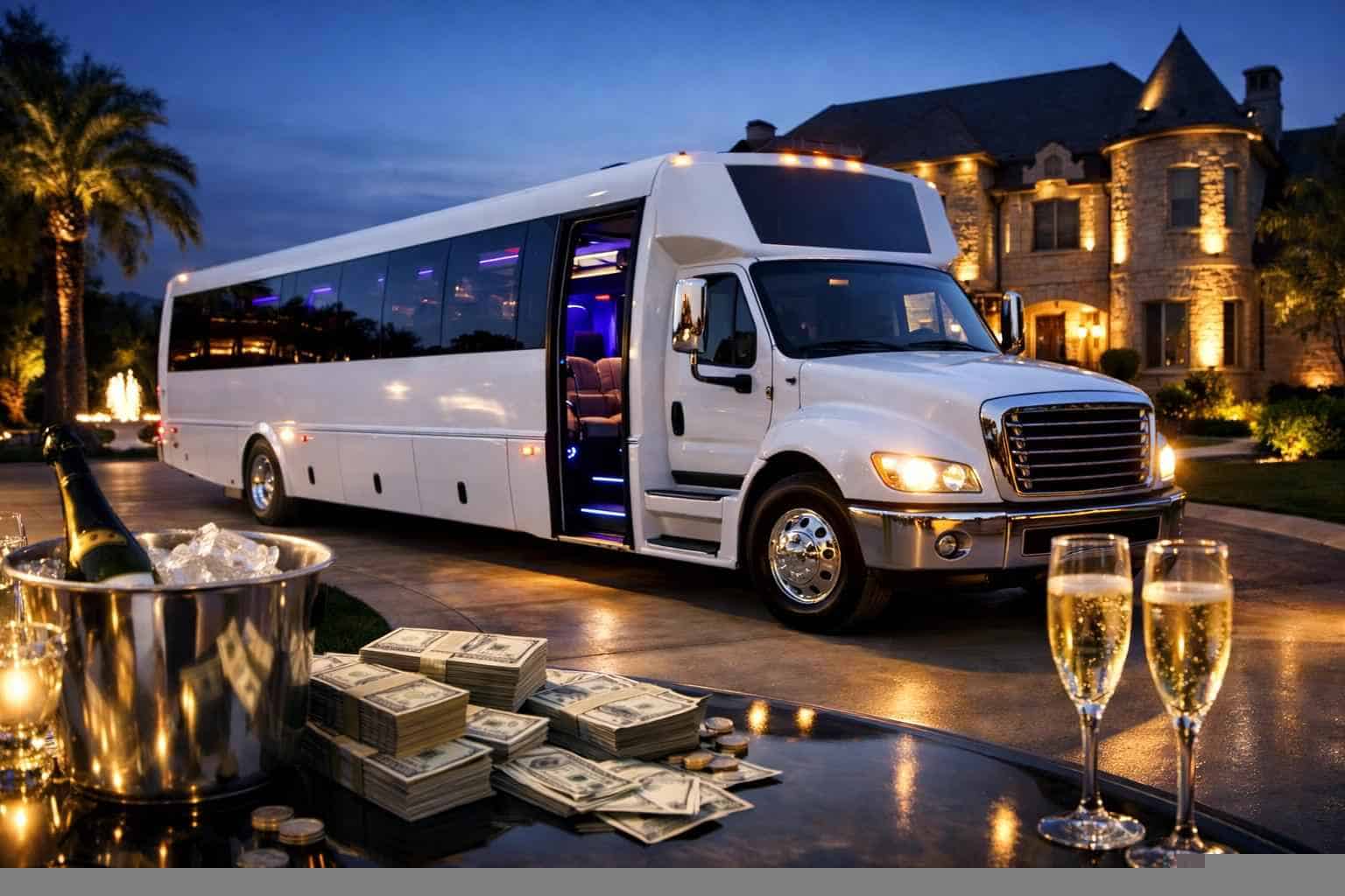 White Party Bus Rental Prices in Prosper TX