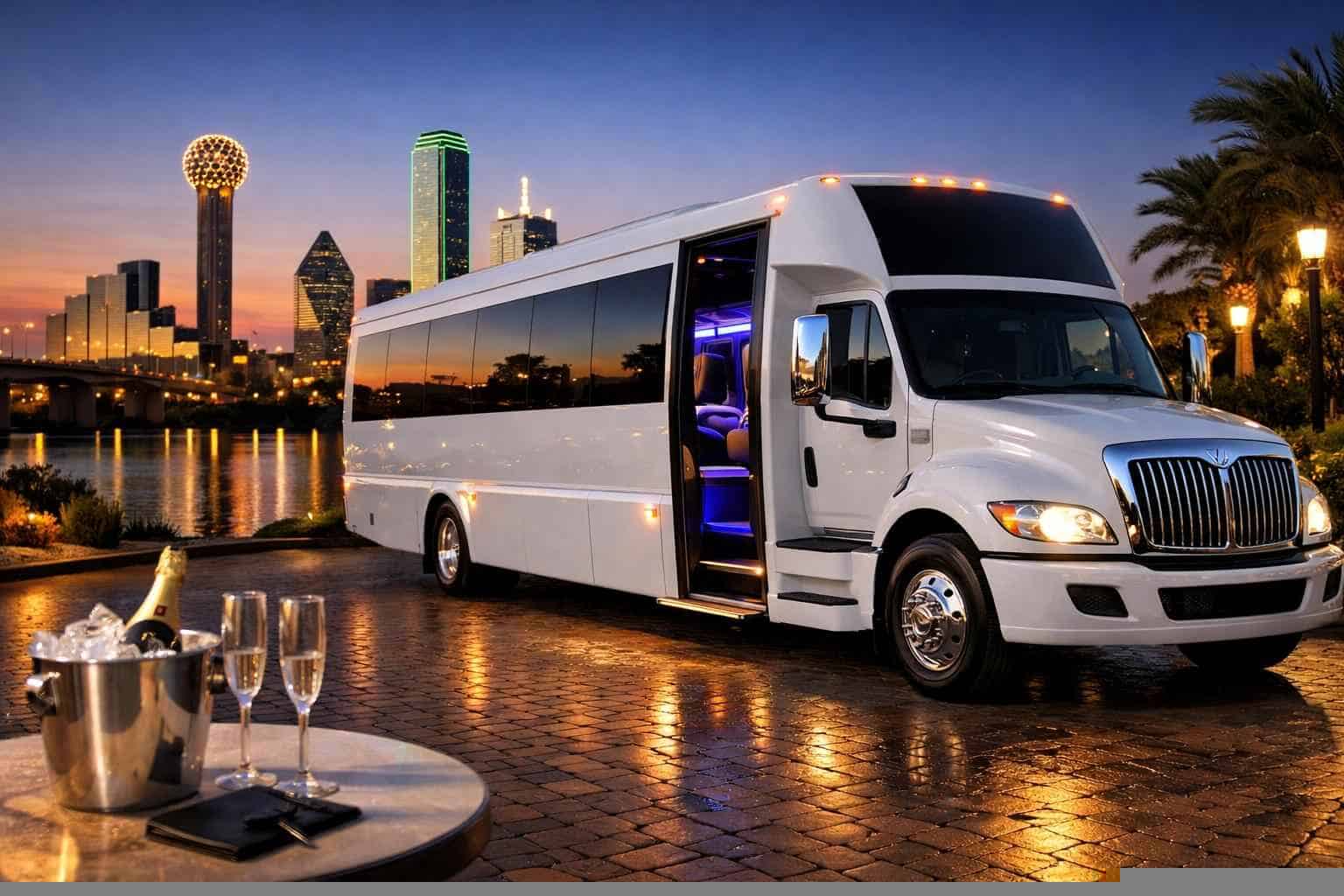 White Party Bus Rental Prices in Rowlett TX