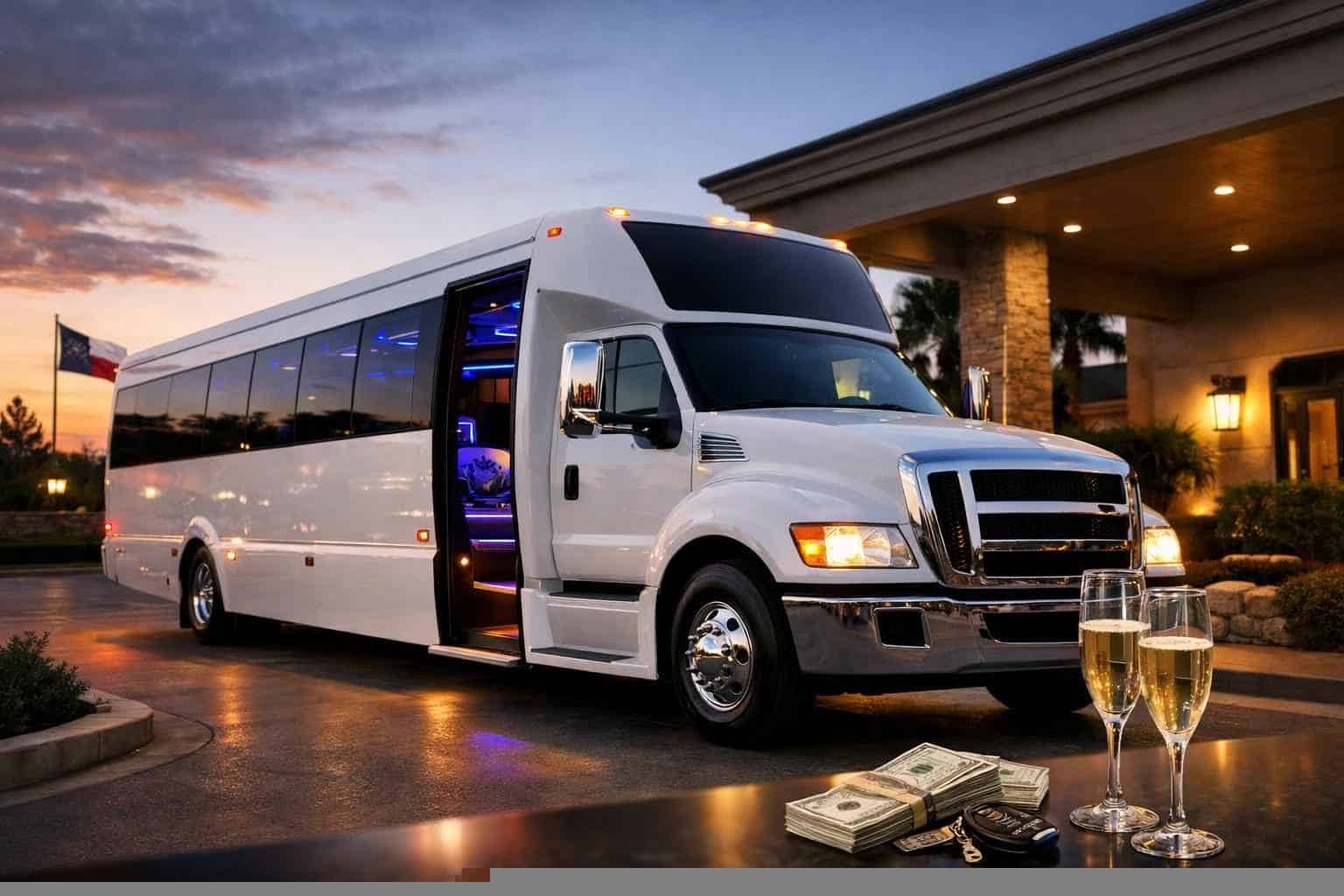 White Party Bus Rental Prices in Sachse TX
