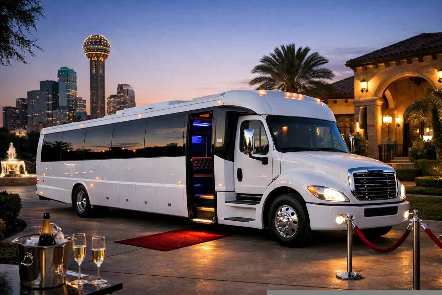 White Party Bus Rental Services in Garland Texas