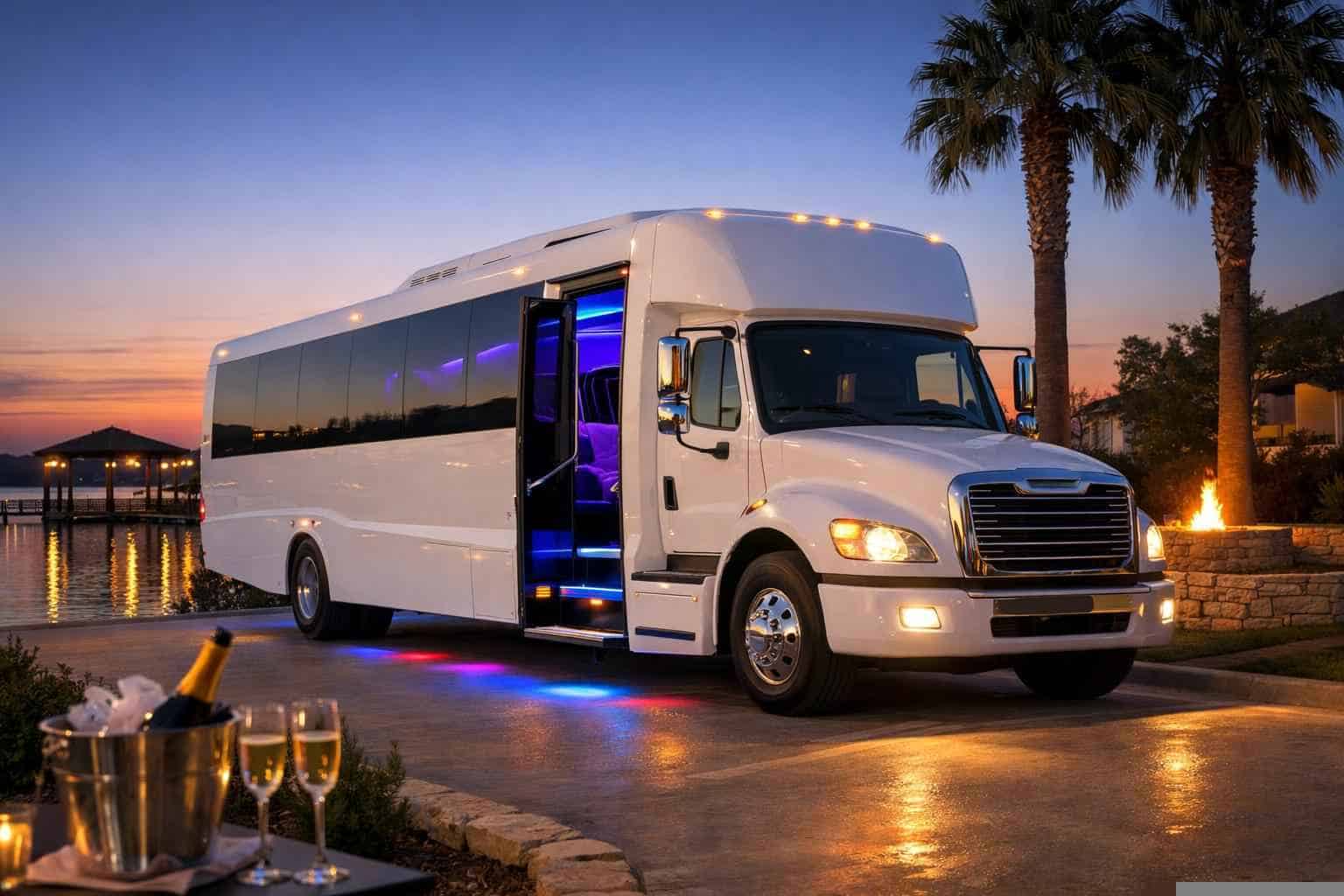 White Party Bus Rental Services in Little Elm Texas