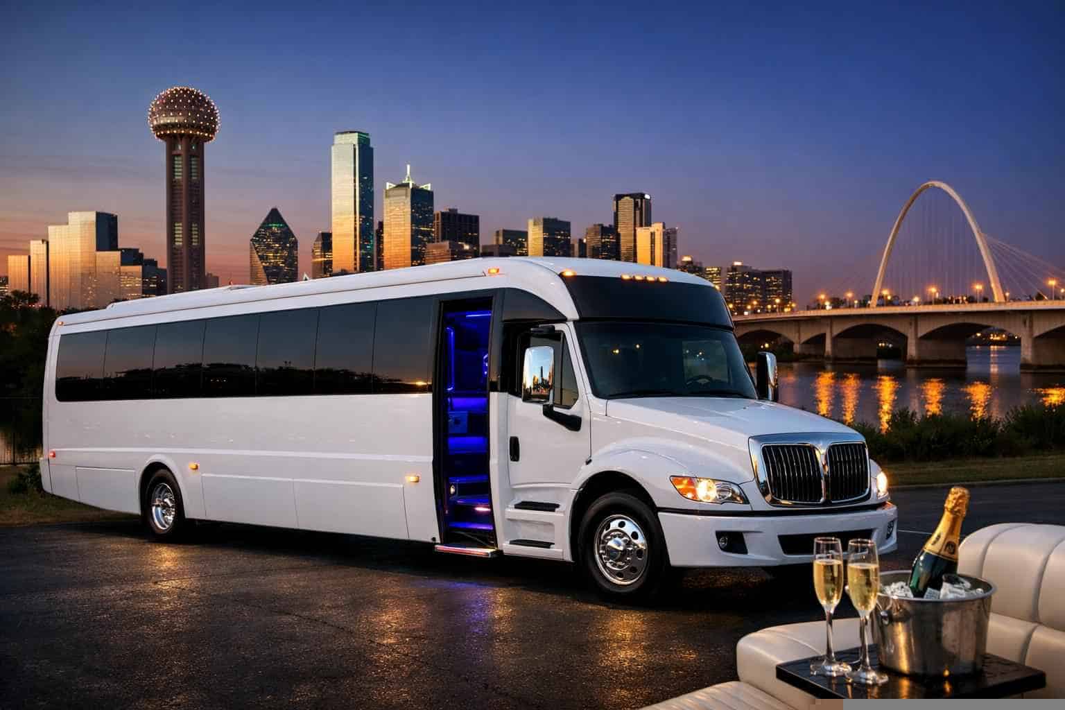 White Party Bus Rental Services in Mesquite Texas
