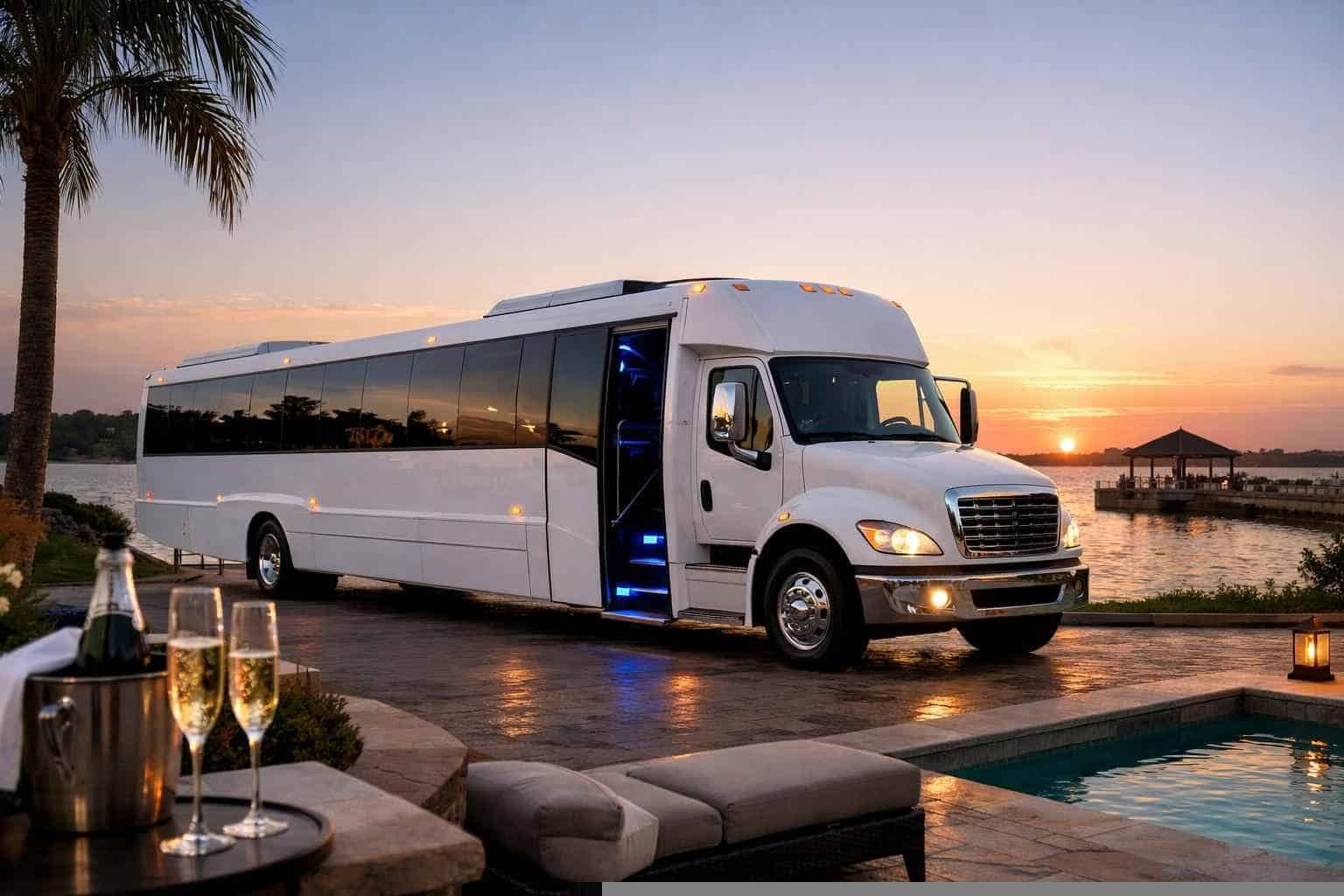 White Party Bus Rental Services in Rockwall Texas